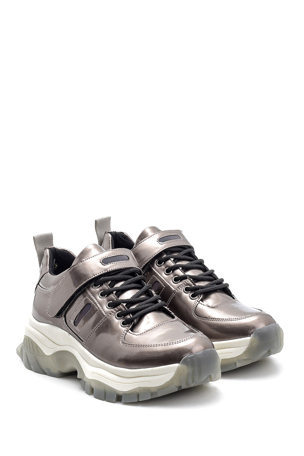 Kadın Yüksek Tabanlı Rugan Detaylı Sneaker