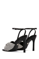 Women's Black Ankle Strap Stone Thin Heel Sandals | Derimod