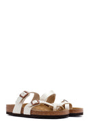 Birkenstock Women's White Mayari Graceful Buckled Slippers | Derimod