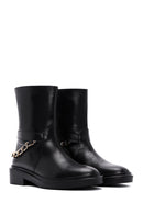 Women's Black Leather Chain Boots | Derimod