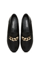 Women's Black Leather Masculine Loafer | Derimod