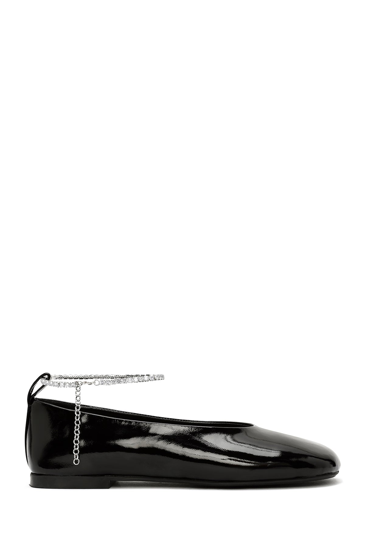 Women's Black Stone Detailed Patent Leather Ballerinas 24SFD182516 | Derimod