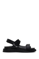 Women's Black Strappy Leather Comfort Sandals | Derimod