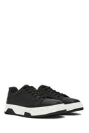 Men's Black Lace-up Thick-Sole Leather Sneaker | Derimod