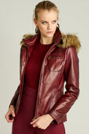 Elena Women's Leather Jacket | Derimod