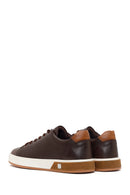 Erkek Kahverengi Bağcıklı Deri Sneaker | Derimod