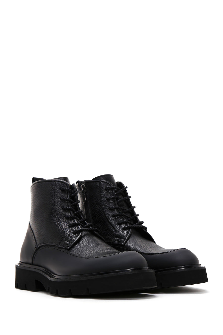 Men's Black Leather Zippered Boots
