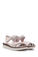 Women's Beige Ankle Strap Leather Comfort Sandals | Derimod