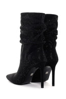 Women's Black Thin Heeled Stone Boots | Derimod