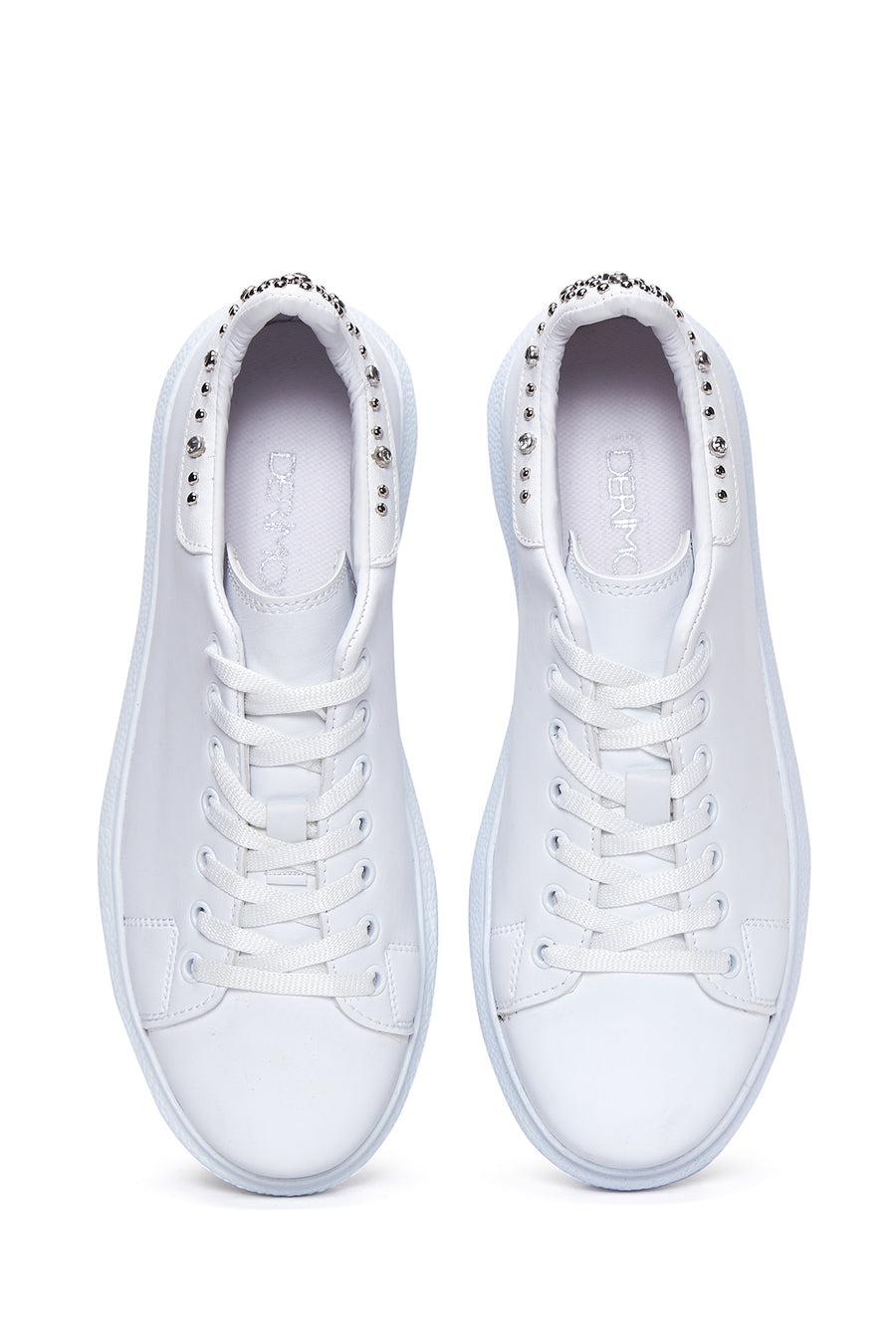 Kadın Beyaz Taşlı Kalın Tabanlı Sneaker