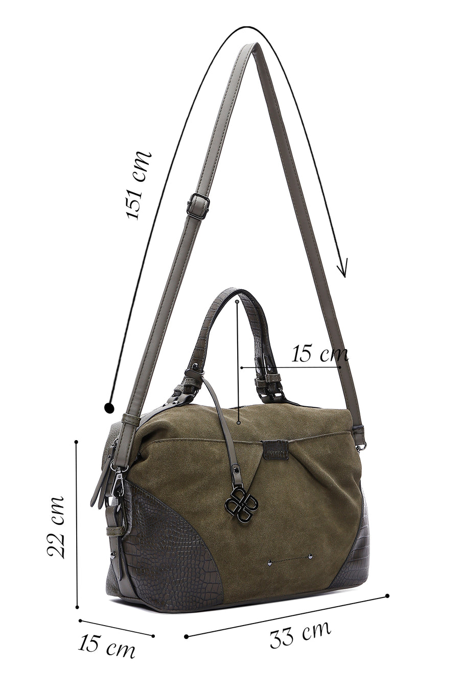 Women's Khaki Suede Shoulder Bag