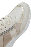 Women's Beige Wedge Heeled Side Zipper Suede Leather Sports Shoes | Derimod