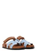 Woman Tan Strappy Leather Slipper | Derimod