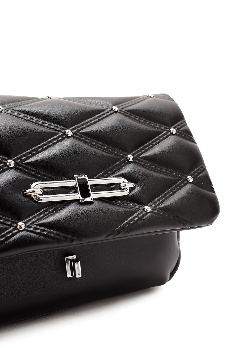 Women's Black Long Strap Quilted Patterned Shoulder Bag