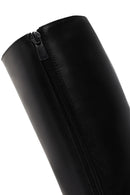 Women's Black Zippered Short Thick Heeled Leather Boots | Derimod