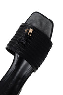 Women's Black Straw Slippers | Derimod