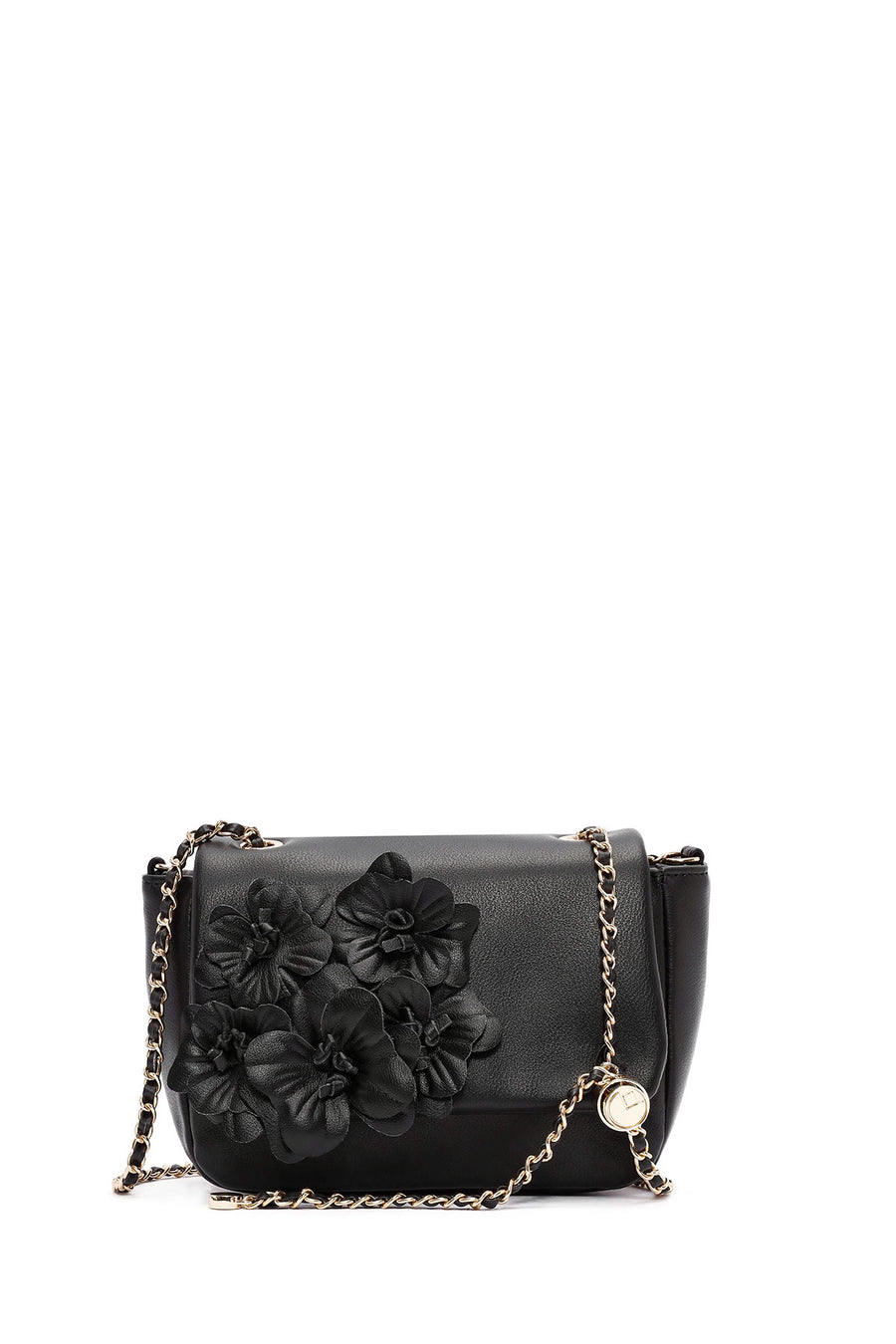 Women's Black Chain Strap Floral Detailed Mini Shoulder Bag 24WBD247818 | Derimod
