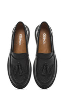 Women's Black Tassel Leather Loafer | Derimod
