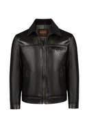 Nomad Male Black Oversize Leather Jacket | Derimod
