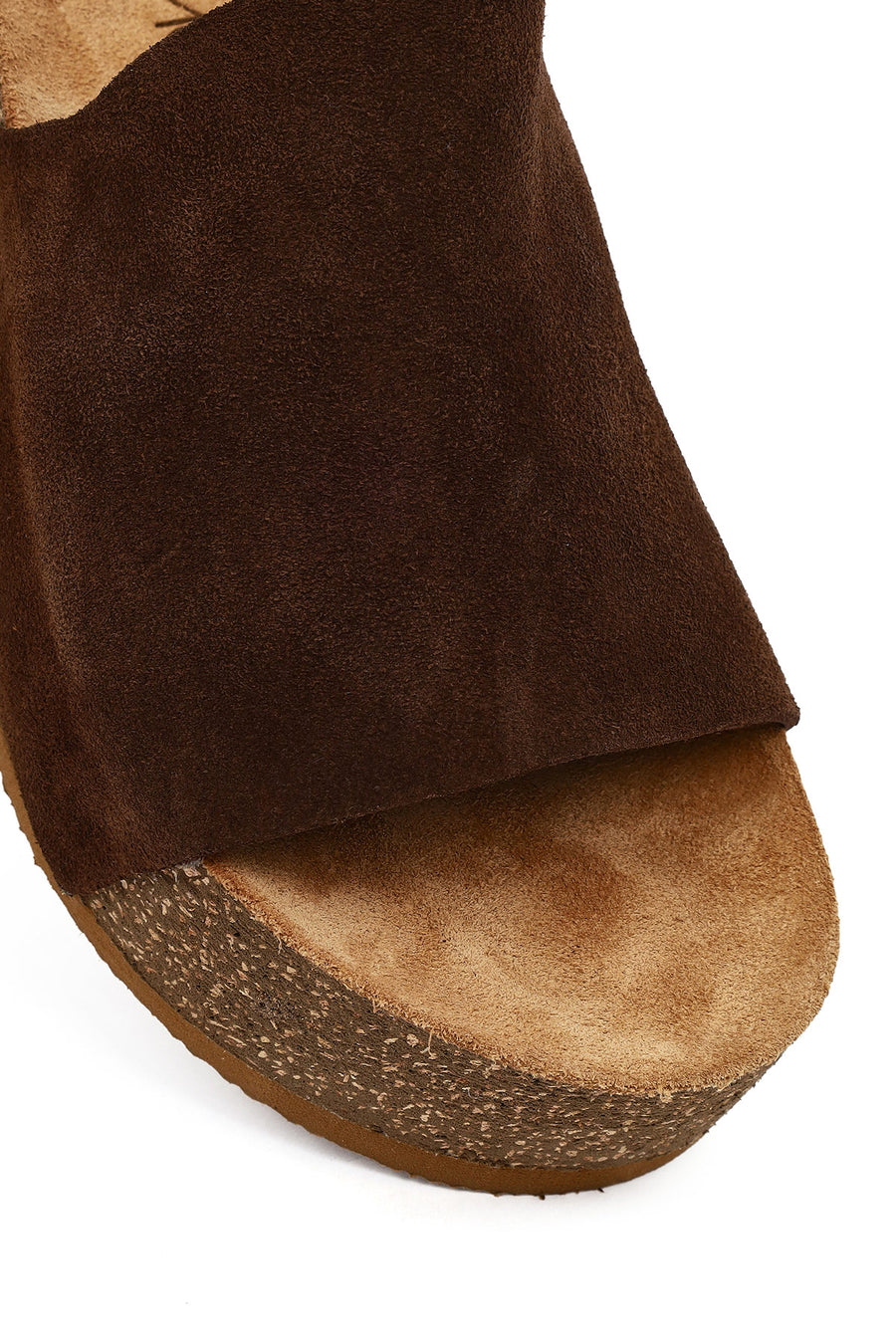 Women's Brown Thick-Soled Suede Leather Slippers