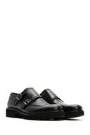 Men's Black Double Buckle Leather Casual Shoes | Derimod