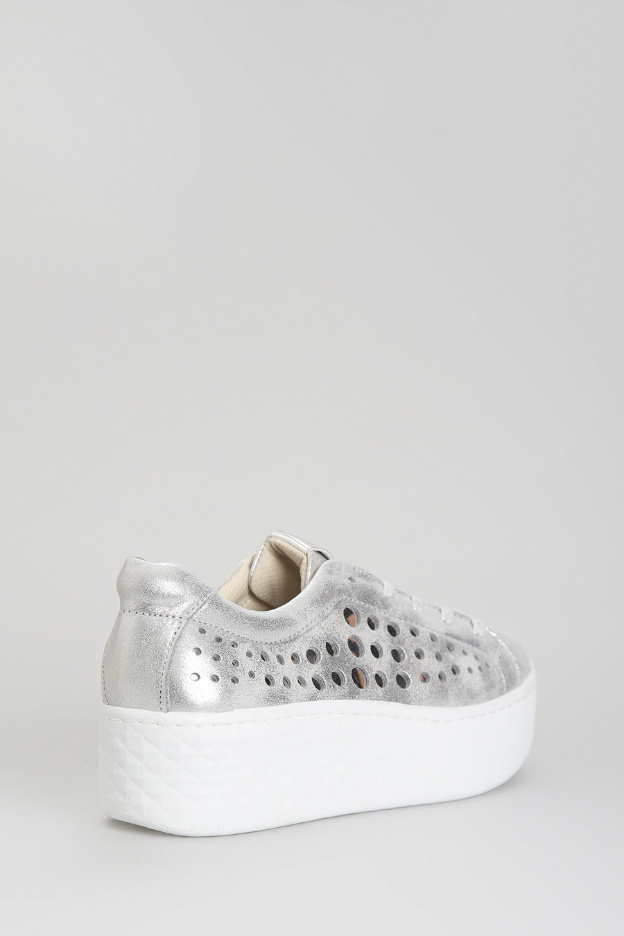 Kalın Gümüş Baskılı Tabanlı Kadın Sneaker