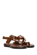 Women's Tan Ankle Strap Leather Bodrum Sandals | Derimod