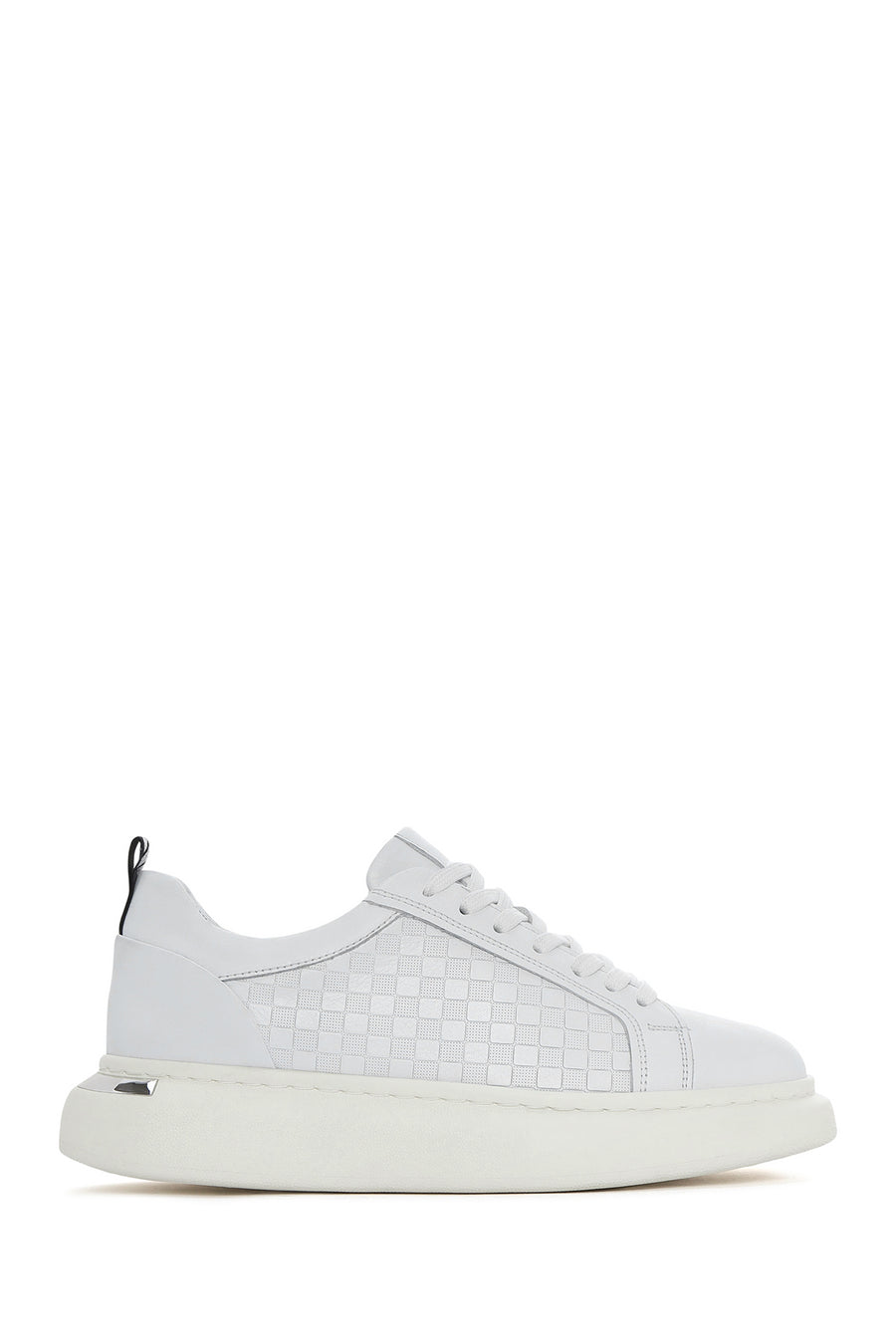 Erkek Beyaz Bağcıklı Kalın Tabanlı Deri Sneaker 25SFD641418 | Derimod