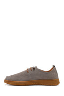 Women's Grey Lace-up Suede Leather Comfort Shoes | Derimod