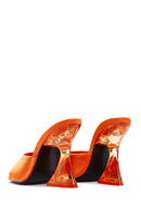 Women's Orange Transparent Heeled Slippers | Derimod