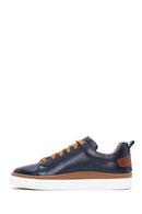 Men's Navy Blue Leather Sneaker | Derimod