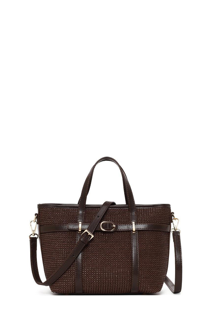 Woman Brown Mini Straw Shoulder Bag with Long Strap 26SBD2304M7 | Derimod