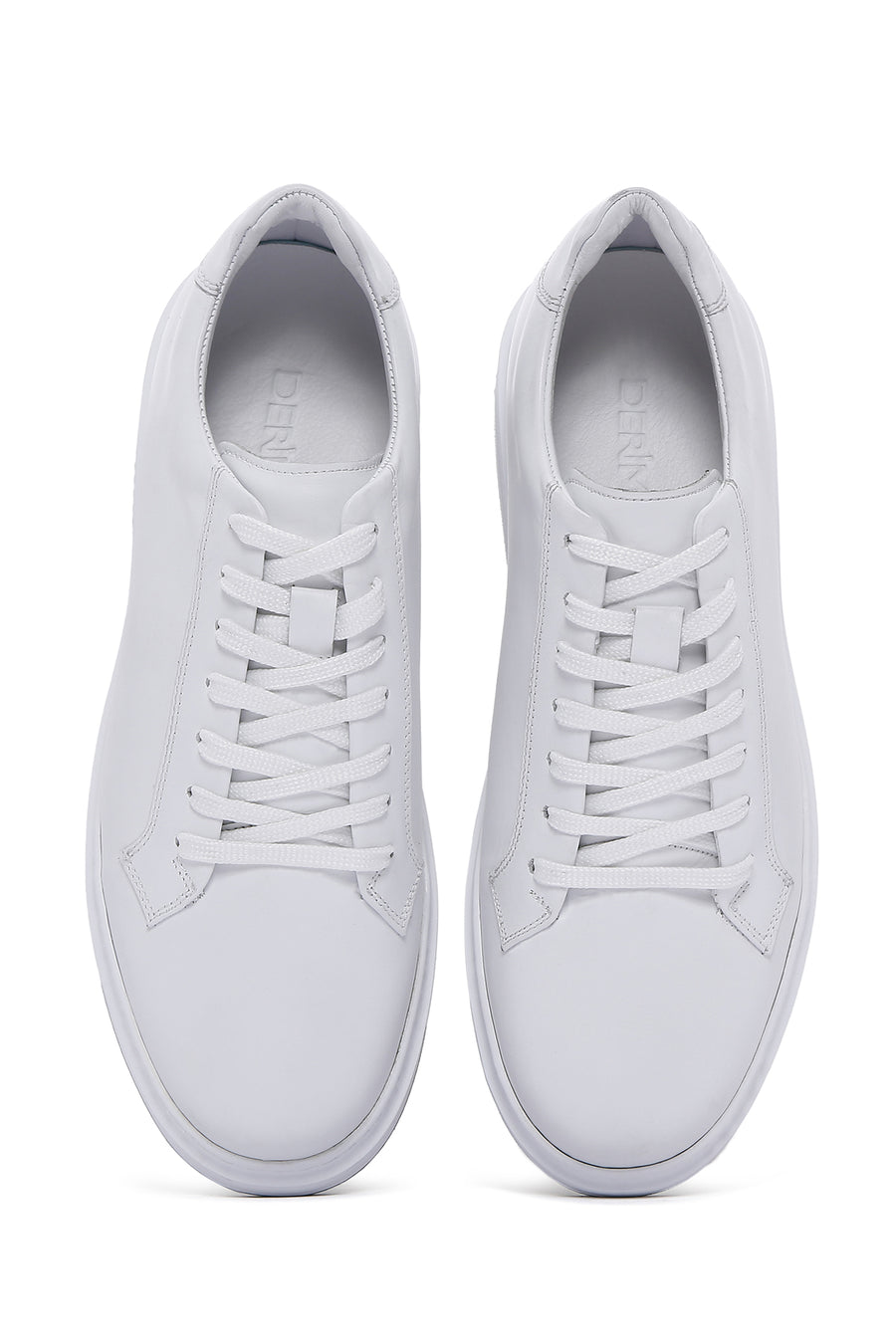 Erkek Beyaz Bağcıklı Deri Sneaker
