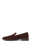 Woman Brown Buckled Suede Loafer | Derimod