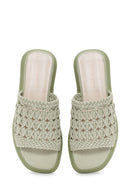 Women's Green Knitted Slippers | Derimod