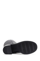 Woman Black Zippered Chunky Heels Leather Boot | Derimod