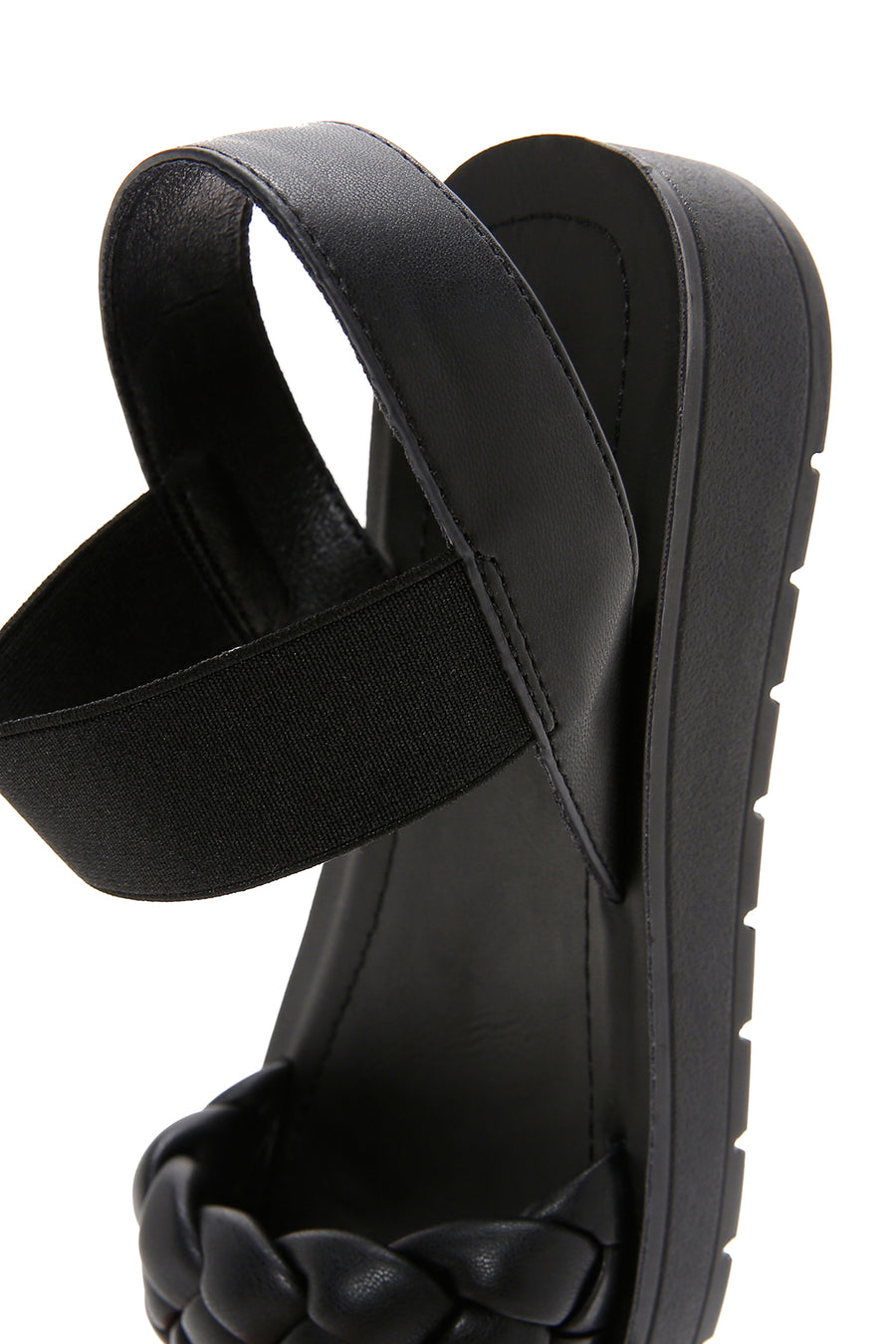 Women's Black Knit Patterned Sandals