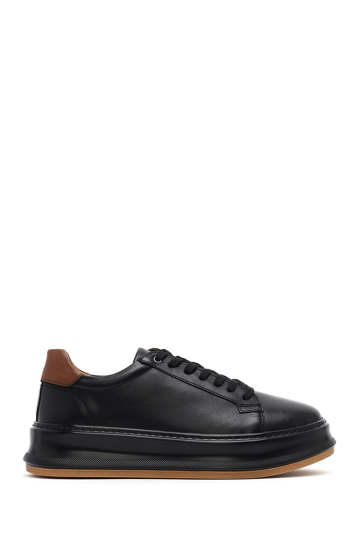 Men's Black Lace-up Thick-Sole Leather Sneaker 26SFD675118 | Derimod