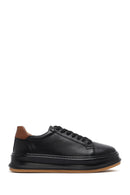 Men's Black Lace-up Thick-Sole Leather Sneaker | Derimod