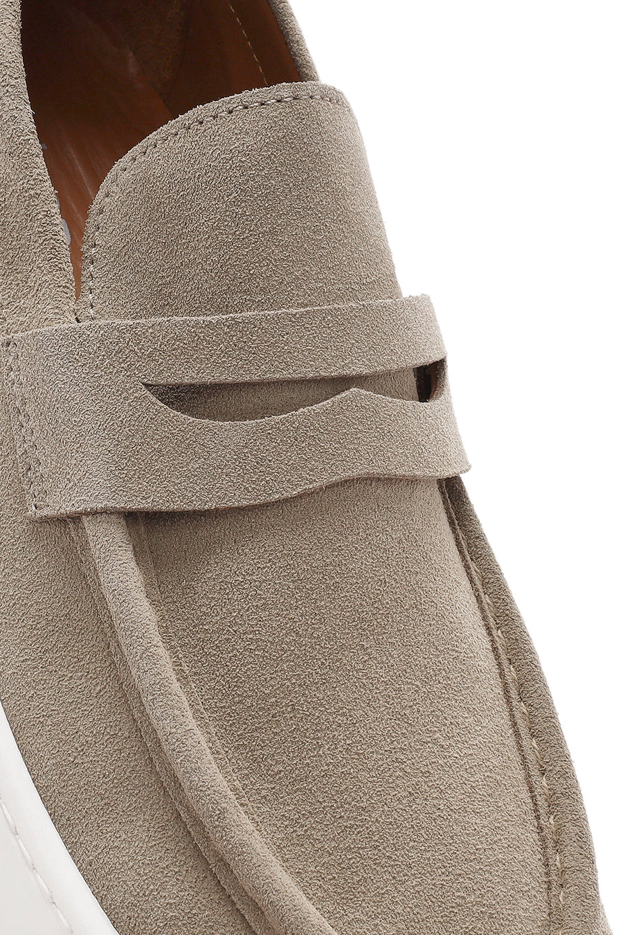 Men's Beige Chunky Suede Leather Loafers