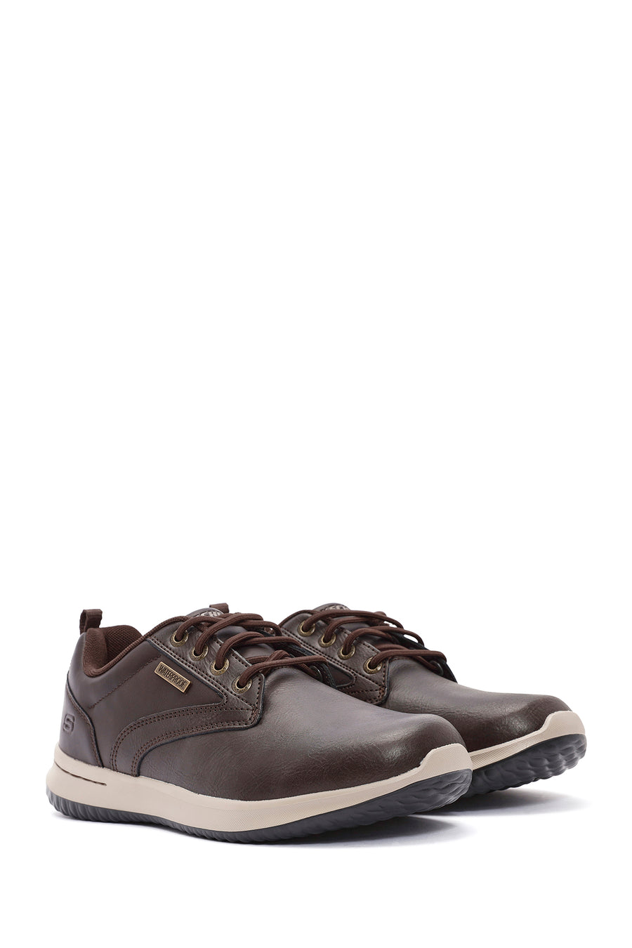 Skechers Men's Brown Delson Lace-Up Leather Casual Shoes