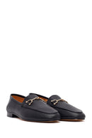 Women's Black Buckle Leather Loafer | Derimod