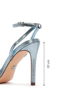 Kadın Mavi Metalik İnce Topuklu Sandalet | Derimod