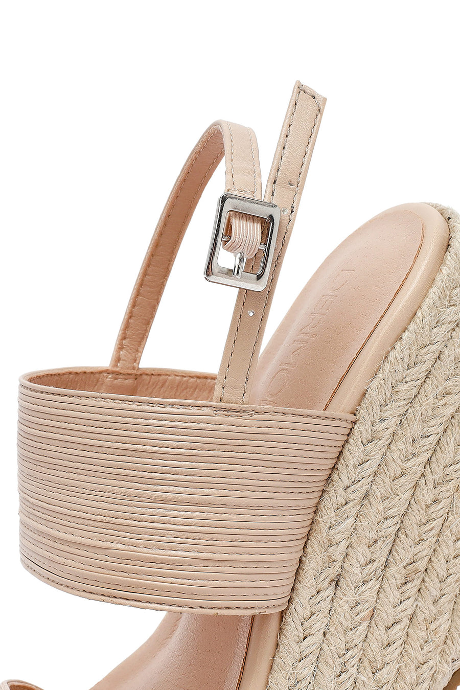 Women's Cream Ankle Buckle Wedge Heel Espadrille Sandals