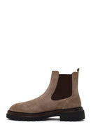 Male Beige Thick-Soled Suede Chelsea Boots | Derimod
