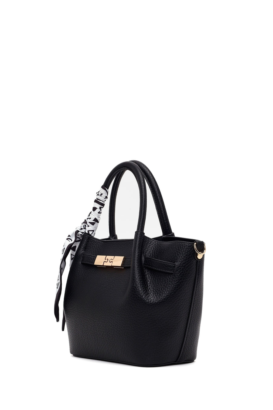 Woman Black Mini Shoulder Bag with Long Strap and Accessory