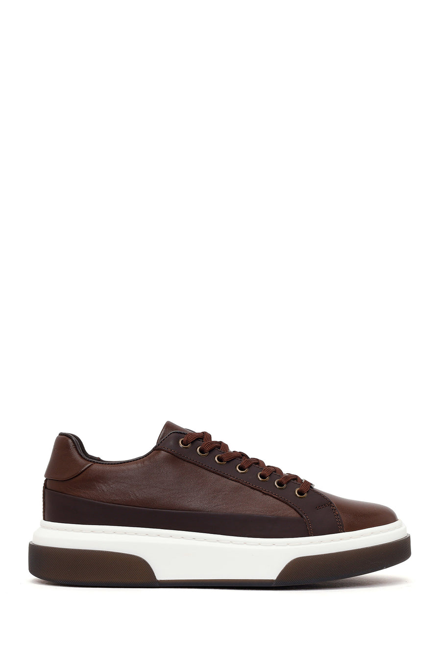 Male Brown Lace-Up Thick-Soled Leather Sneaker WM740005DV | Derimod