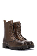 Women's Brown Leather Zippered Boots | Derimod