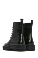 Women's Black Zippered Leather Boots | Derimod