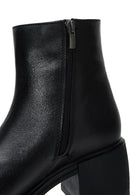 Women's Black Leather Zippered Heeled Classic Boots | Derimod